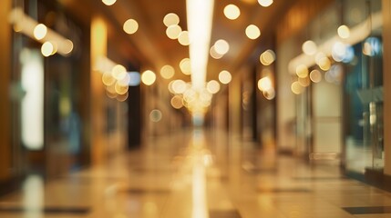 Poster - Abstract blur shopping mall corridor Blurred retail and hall interior in department store Defocused bokeh effect background or backdrop for business concept : Generative AI