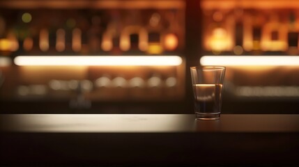 Poster - dark brown top of bar and free space for your glass : Generative AI