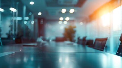 Poster - Office blur meeting room blurred background of blurry boardroom interior with work desk table for business people team discussion corporate conference enterprise seminar : Generative AI