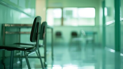 Leinwandbilder - blur image of hospital office room with table and chairs for background usage : Generative AI