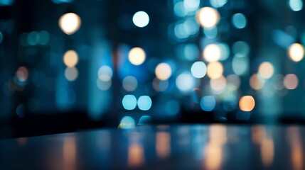 Aufkleber - At night beautiful Abstract blurred office interior room blurry working space with defocused effect : Generative AI