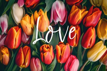 Wall Mural - Bunch of colorful tulips