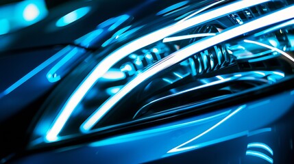 Aufkleber - blue car lights at night long exposure : Generative AI