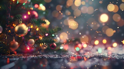 Aufkleber - BLURRED LIGHTS FESTIVE DESIGN BACKGROUND FOR CHRISTMAS PRESENTS : Generative AI