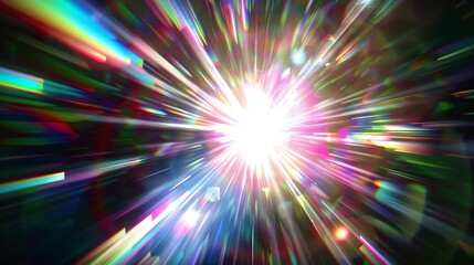 Aufkleber - Easy to add lens flare effects for overlay designs or screen blending mode to make highquality images Abstract sun burst digital flare iridescent glare over black background : Generative AI