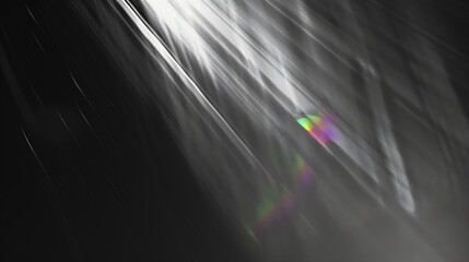 Fototapete - Black and white grain blur texture wall with rainbow refraction Light and shadow smoke copy space abstract background : Generative AI