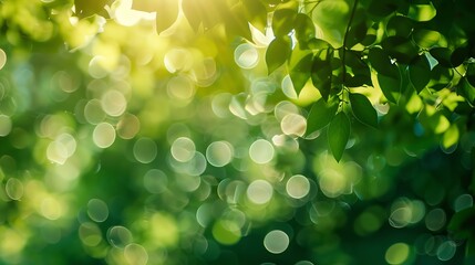 Aufkleber - green bokeh from tree green background : Generative AI