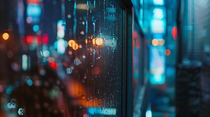 Aufkleber - Wet the window with the background of the night city : Generative AI
