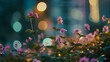Abstract bokeh night garden in city background : Generative AI