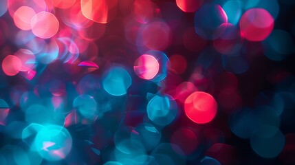 Aufkleber - Neon blur glow Color light overlay Disco illumination Defocused blue pink red ultraviolet radiance soft texture on dark black abstract empty space background : Generative AI