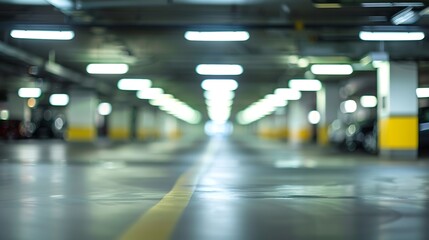 Poster - Blurred image Parking garage In the mall for background : Generative AI