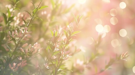  Peach Fuzz blur natural defocused floral plant bokeh background : Generative AI