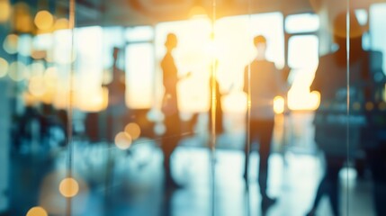 Aufkleber - blurred office background Group of people on business discussion and planning : Generative AI