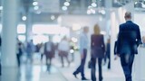 Fototapeta  - blurred business people at a trade fair : Generative AI