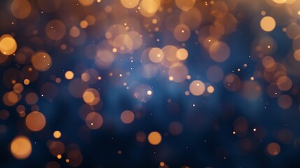 Aufkleber - Festive abstract defocused Background with bokeh lights photographic effect Golden Christmas light spots on dark blue background defocused Beautiful Blurred Holiday Texture for design : Generative AI