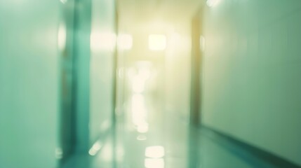 Poster - blur image background of corridor in hospital or clinic image : Generative AI