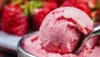 A macro shot of the strawberry flavour ice cream