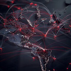Wall Mural - 3D, Showcase a stylized map with shipping routes connecting different countries