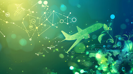 Wall Mural - Abstract infographics about airport sustainability.