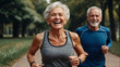 Older couple jogging 