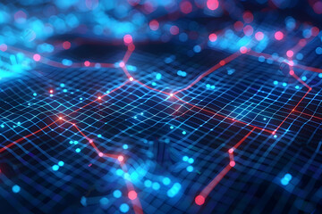 Wall Mural - Centralized network atlas map abstract cyberpunk background.