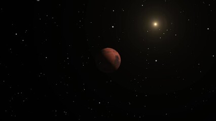 Wall Mural - the planets Mars and the sun rotate.