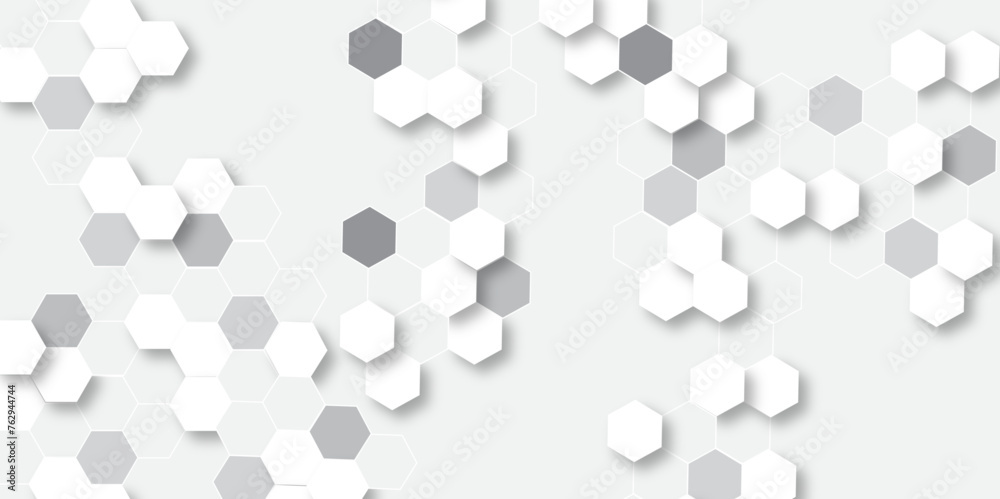 Abstract white and gray hexagonal honeycomb pattern background. hexagon ...
