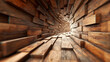 background with irregularly arranged wood planks, creating a dynamic visual effect