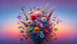 A bouquet of wildflowers on gradient background with vivid, realistic colors, for mother's day poster 