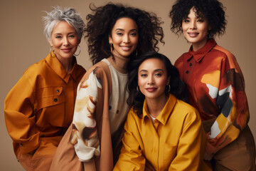 Wall Mural - Four women in yellow clothing pose for a photo