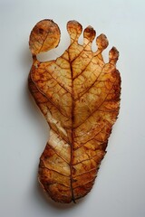 Wall Mural - Human footprint with leaf texture.