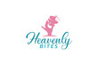 © cahiwak - heavenly bites logo with a combination of a woman's hand holding a bitten cupcake and beautiful lettering for cafes, restaurants, bakery shops, etc.