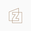 z Letter House Monogram Home mortgage architect architecture logo vector icon illustration