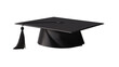 A Black Graduation Cap With a Tassel. On a White or Clear Surface PNG Transparent Background..