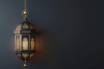 Wall Mural - Lantern on a grey background. Islamic ornament background.