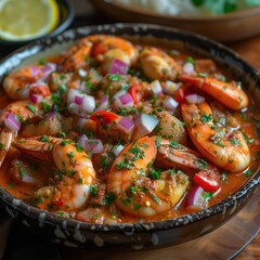 Sticker - dish with shrimp and crab in a plate