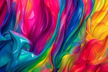 Poster - abstract background of multicolored wavy fabric.
