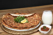 Türkish pitta with minced meat and ayran