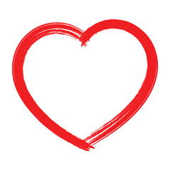 Wall Mural - hand drawn heart shape. red love symbol drawn by paint brush. transparent vector.