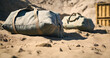 Military bags in a war-torn desert zone.