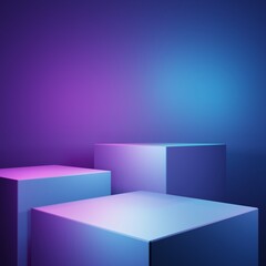 Wall Mural - 3d rendering of purple and blue abstract geometric background. scene for advertising, technology, sh