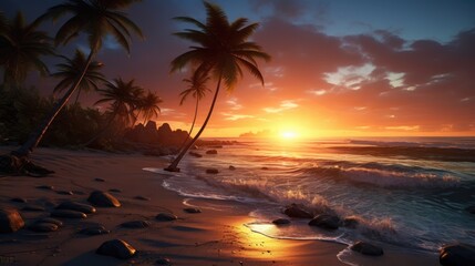 Wall Mural - sunset on the beach