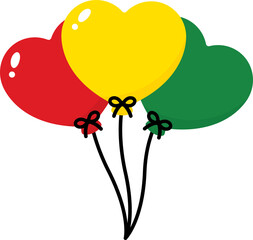 Wall Mural - Red, yellow and green colored balloon icons as the colors of the black history month flag. For Juneteenth and Black History Month. Flat design illustration.