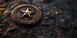 Bronze star symbol on a shield over a  background