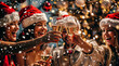 © engkiang - Group of friends celebrating Christmas and New Year together, drinking champagne, having fun and having fun.