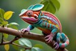 A Rainbow on a Branch: A Hyper-Detailed Chameleon Portrait generative AI 
