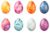 Fototapeta Dinusie - A set of creative Easter eggs isolated on a transparent background.