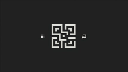 Poster - Minimalist white maze pattern on dark background, modern and simple digital art. conceptual design, creative abstract labyrinth. geometric style for tech graphics. AI