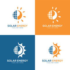 Solar Energy Logo design creative modern minimal vector template solar panel company 