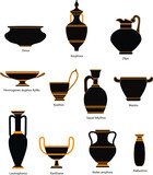 Fototapeta Tulipany - Greek ancient ceramic pottery vector collection